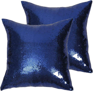 Navy Sequin Pillow set 18"X18"