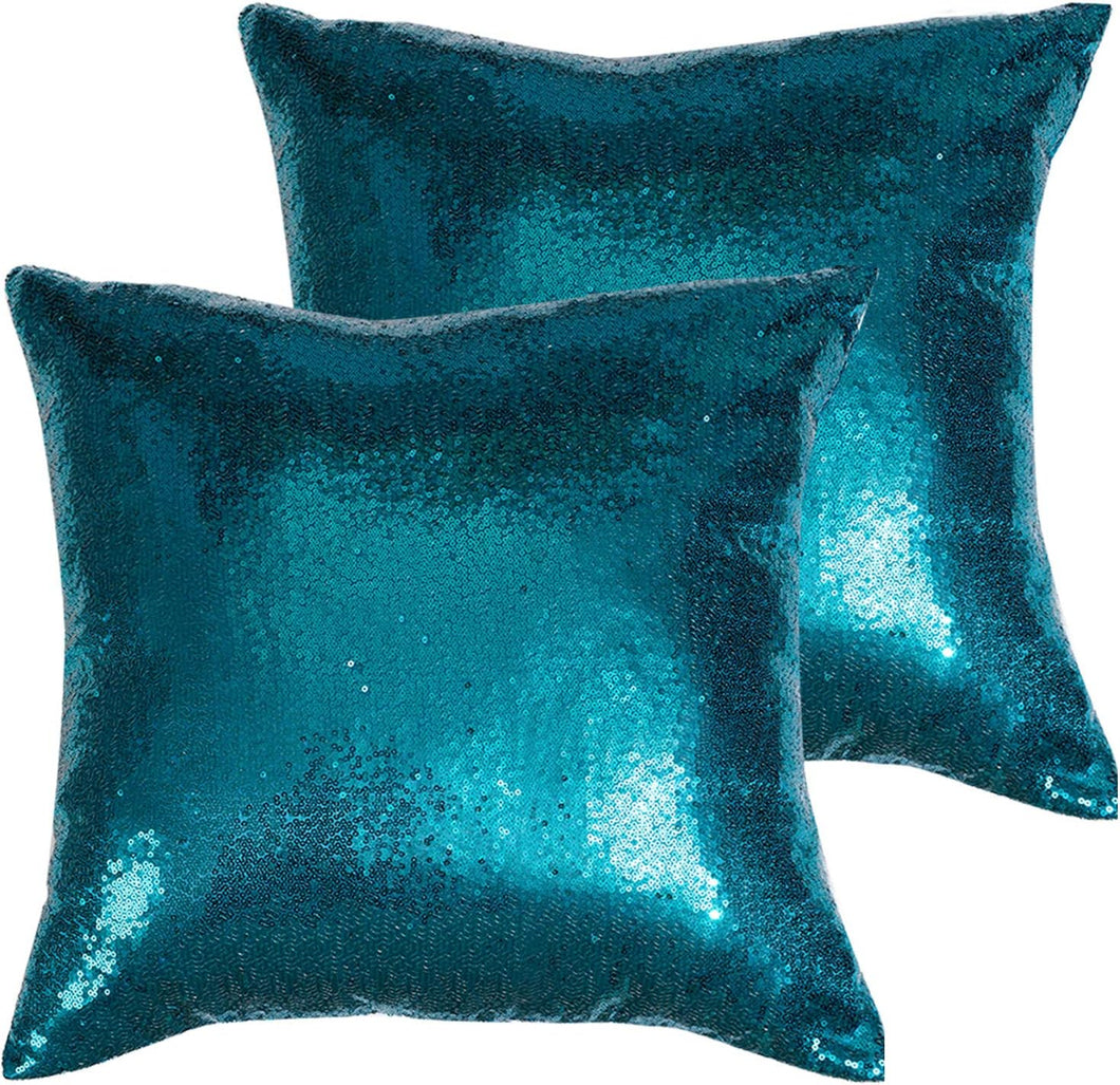 Teal Sequin Pillow set 18