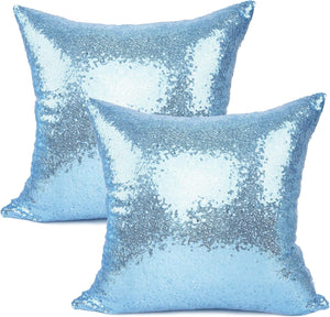Blue Sequin Pillow set 18"X18"