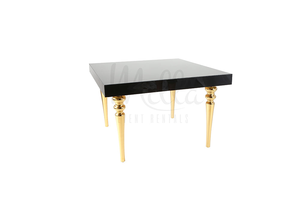 Alexa Black Table 4x4 Gold Legs