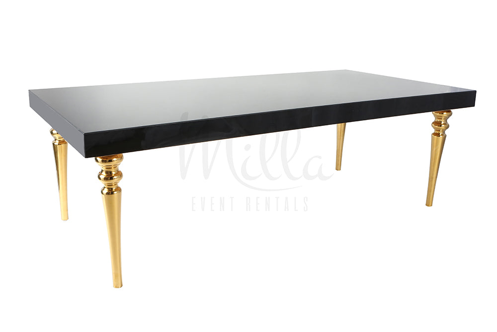 Alexa Black Table 4x8 Gold Legs