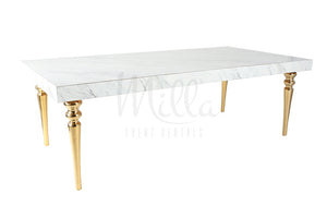 Alexa Marble Table 4x8 Gold Legs