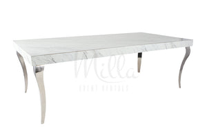 Alexa Marble Table 4x8 Silver Legs