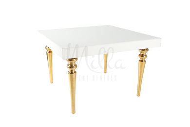 Alexa White Table 4x4 Gold Legs