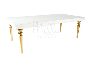 Alexa White Table 4x8 Gold Legs