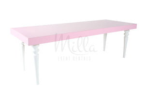 Alexa Pink 3x8 Table White Legs