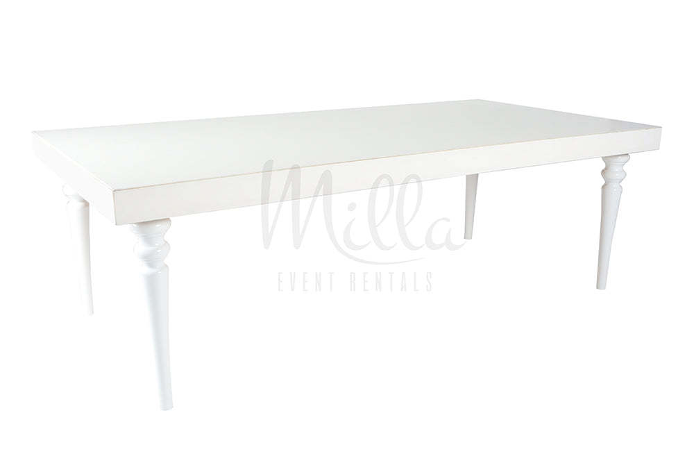 Alexa White Table 4x8 White Legs