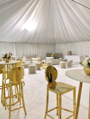 Tent with Full White Chiffon Draping