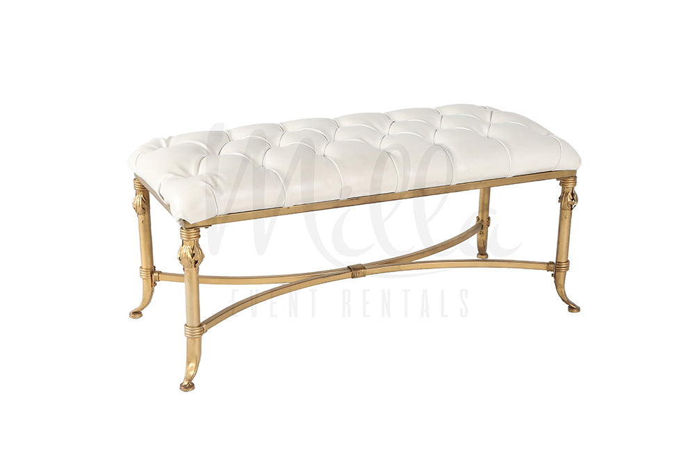 White and Gold Louis Bench
