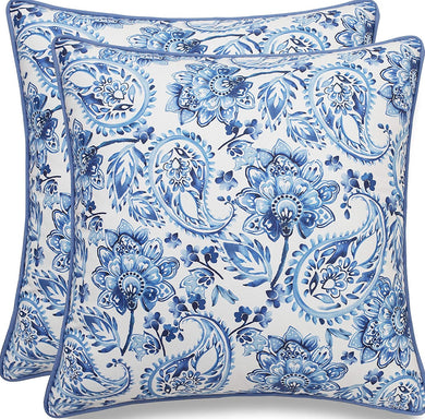 Blue and White Paisley Pillow 18