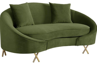 Curved Loveseat - Olive Green